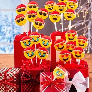 🆕Set of 24 Christmas Holiday Emoji Lollipops